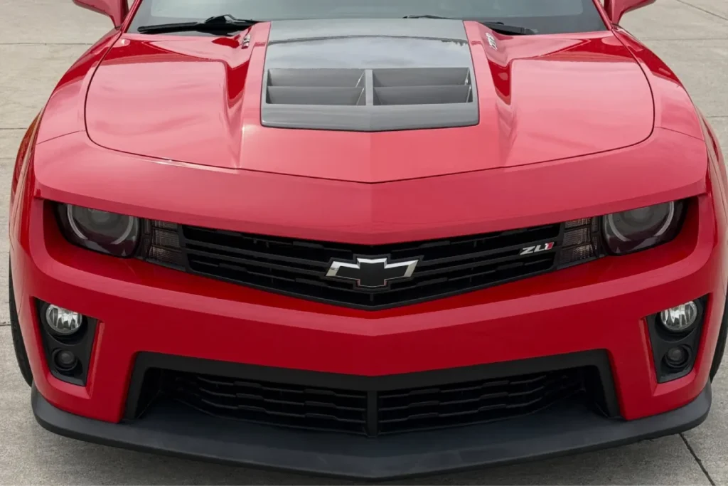 Red Camaro with glossy ceramic coating finish