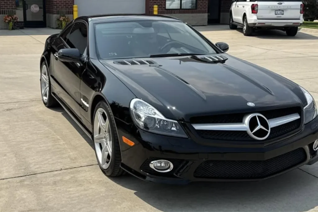 Black Mercedes protected with ceramic coating for enhanced shine.